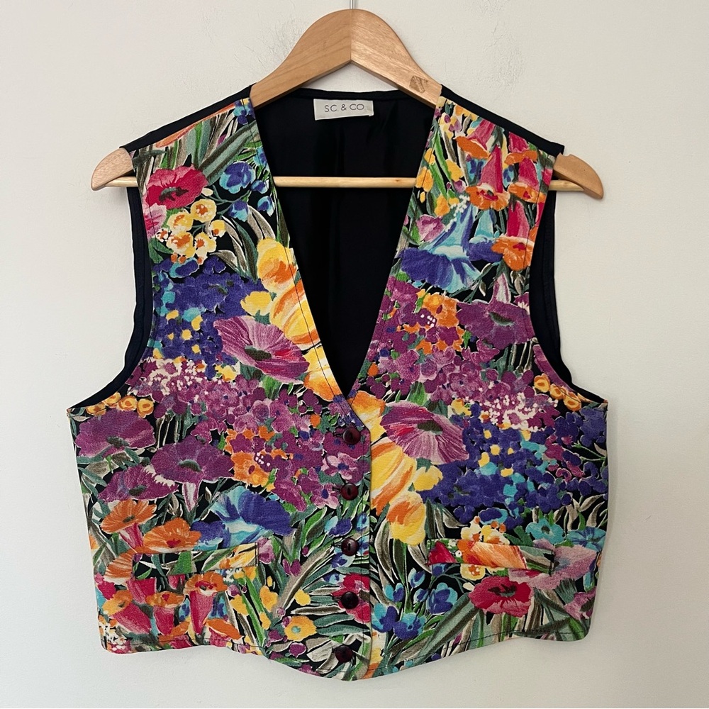 Floral Vest Garden Party Fairycore Medium Retro Colourful